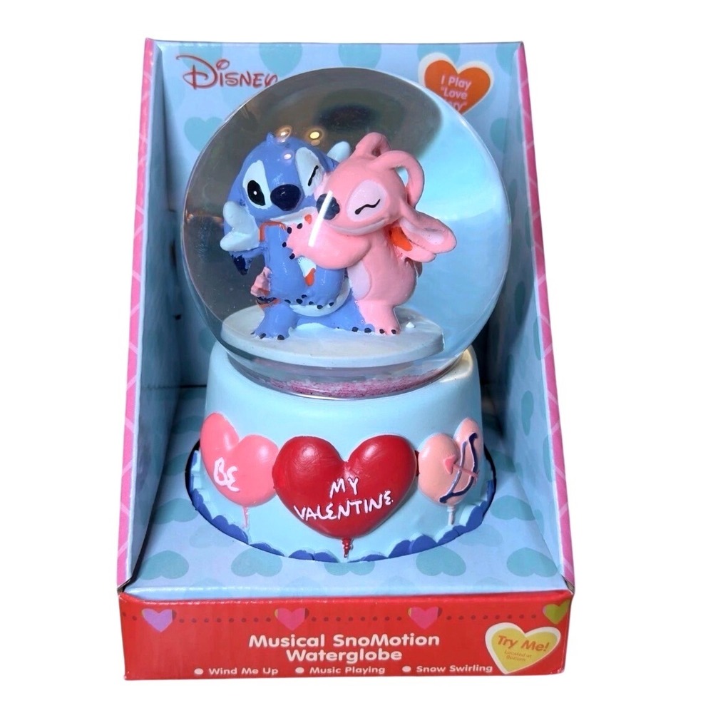 Disney Stitch and Angel Valentine Musical SnoMotion Waterglobe Love Story 745294